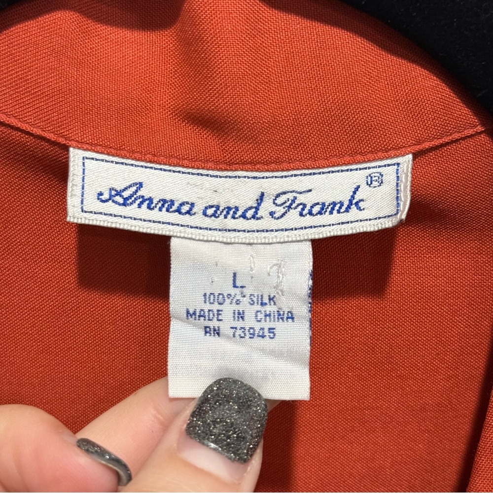 Anna and Frank 100% Silk Terracotta Button Down Blouse‎ Large Old Money Luxury - Picture 6 of 15